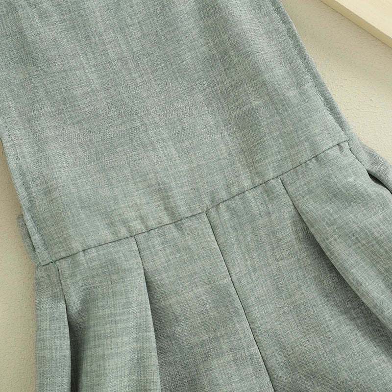 Infant shortall: boys' sleeveless denim romper in patchwork style, great for summer