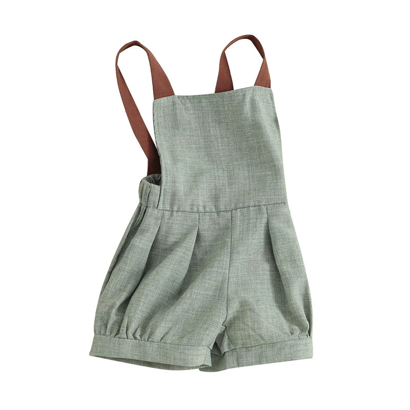 Patchwork denim sleeveless shortall for infant boys, a cute and casual summer outfit