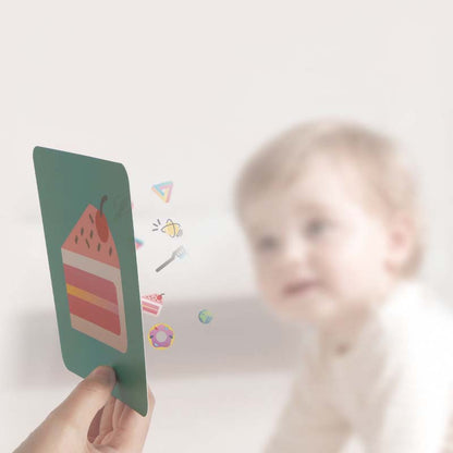 Set of baby learning flash cards, black and white, designed for infant visual stimulation and cognitive skills