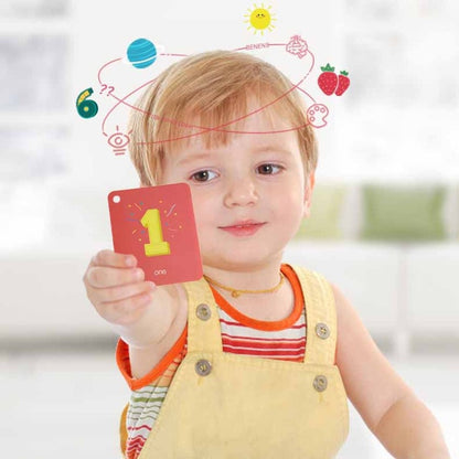 Close-up of an infant early education card with bold black and white patterns for visual stimulation