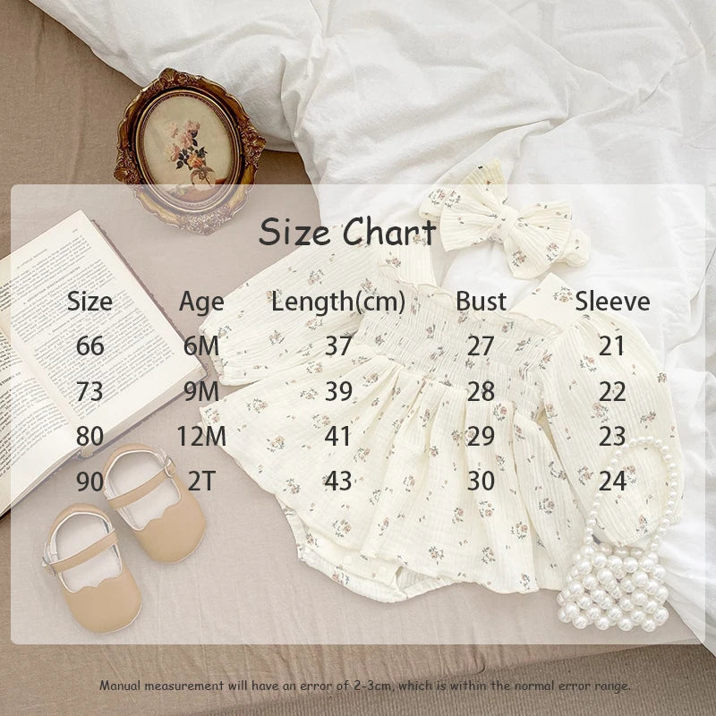 Infant girl's versatile floral cotton bodysuit, O-neck design for comfort, perfect baby romper