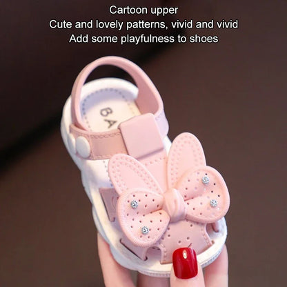 Quick-dry baby girl's summer sandals, easy to wear bow style footwear