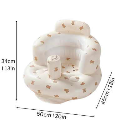 Portable baby support seat, inflatable design for easy storage and comfortable infant seating