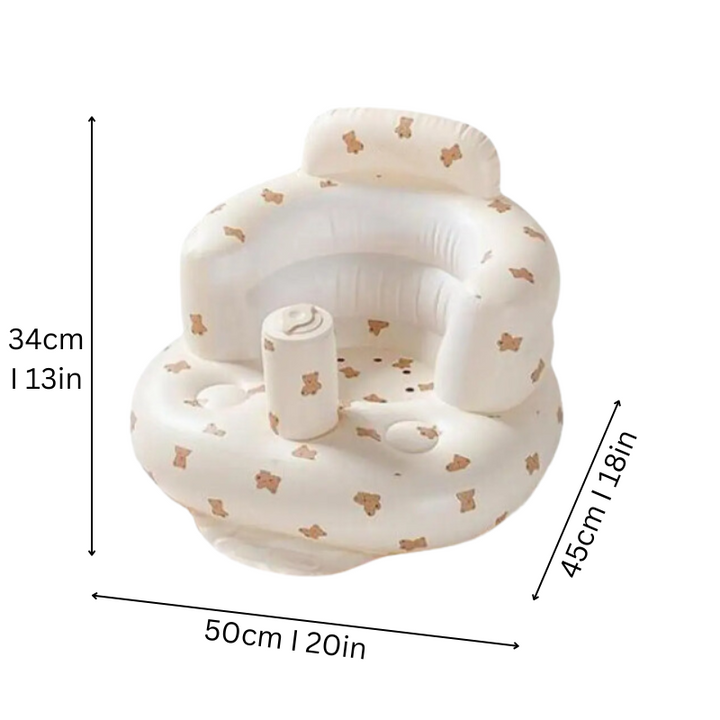 Portable baby support seat, inflatable design for easy storage and comfortable infant seating