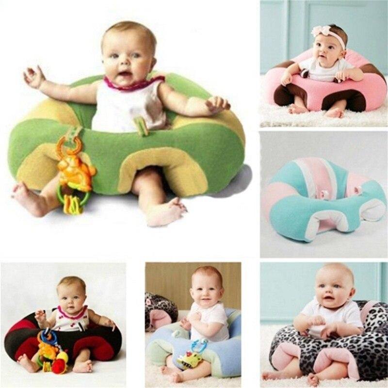 Plush infant support seat providing a safe and comfortable sitting aid for baby feeding and play.