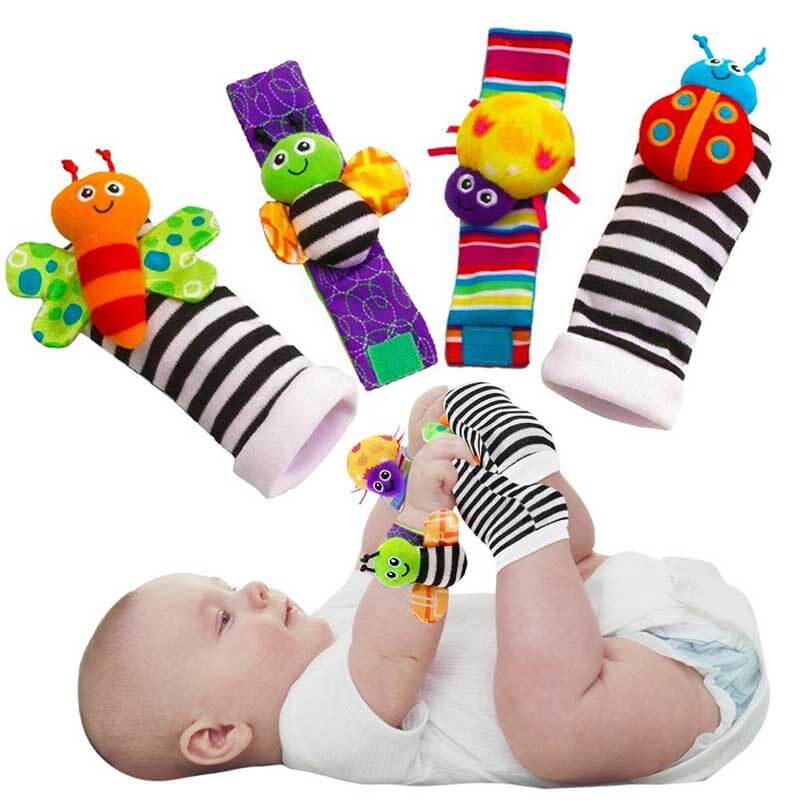 Infant Soft Rattle Socks & Wrist Rattles Set, colorful developmental sensory toy for newborns