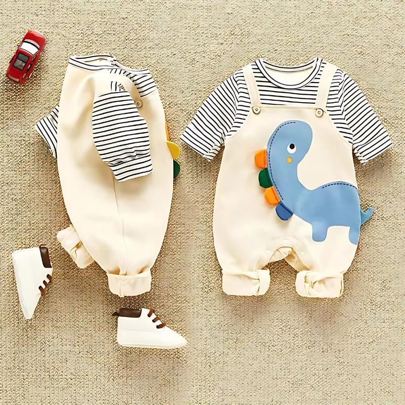 Infant summer two-piece set with playful animal print, perfect for baby boys or girls.