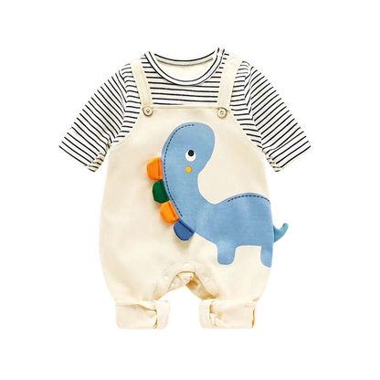 Unisex newborn summer adventure outfit with a comfortable, soft animal print top and shorts.