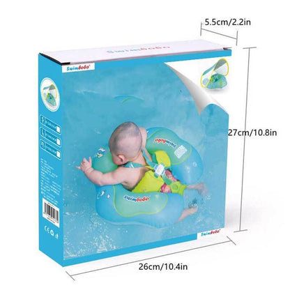 Baby swim float with secure leg openings and sun protection canopy, for young swimmers