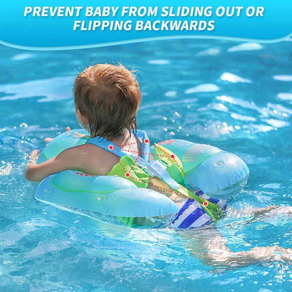 Toddler swimming pool float with UPF 50+ canopy for infant sun protection, overhead view