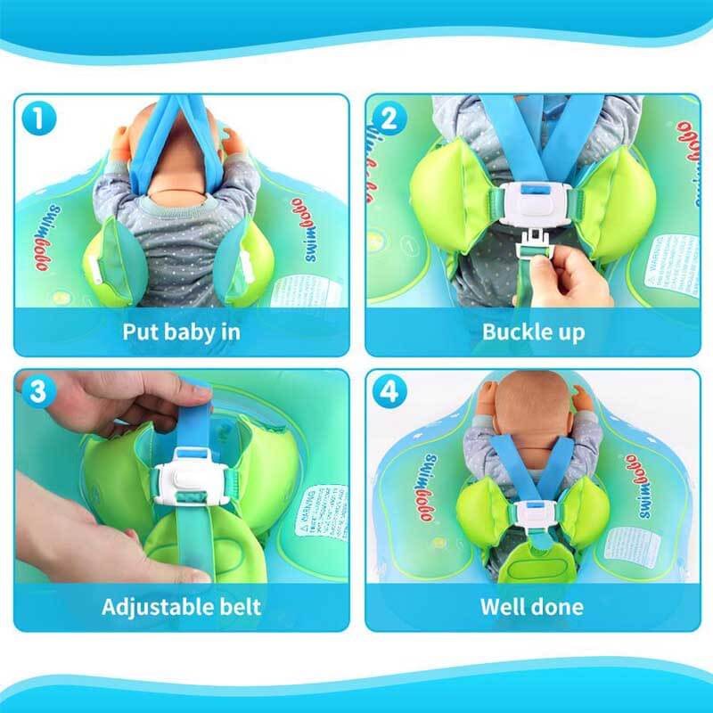 Toddler sun-protected pool float with handles, ensuring safe and fun swim time for babies