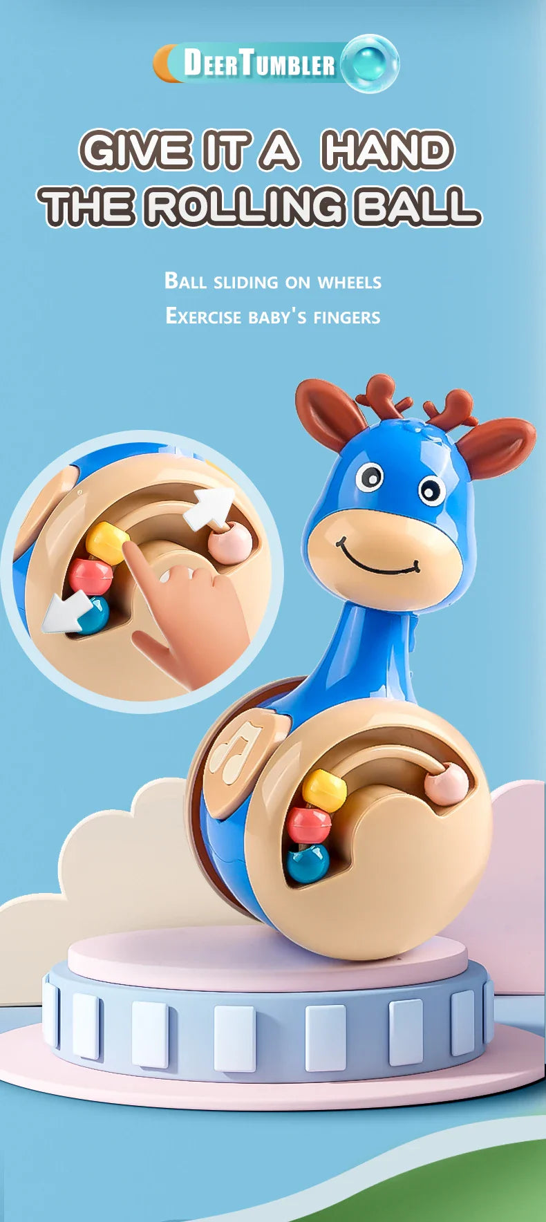 Infant sensory tumbler, with rattling sounds, stimulating auditory senses for early learners