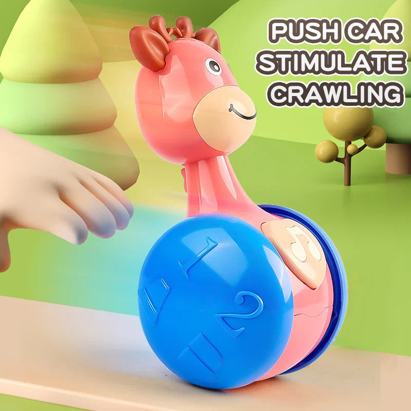 Baby toy tumbler with various textures, stimulating touch and promoting learning for infants