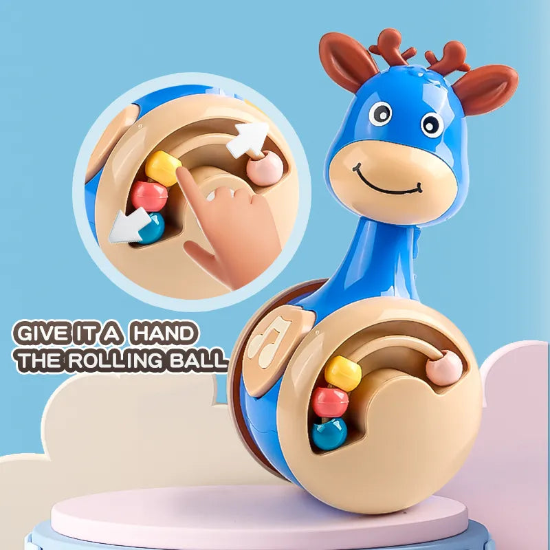 Toddler tumbler toy with stackable rings, helps develop problem-solving skills & coordination