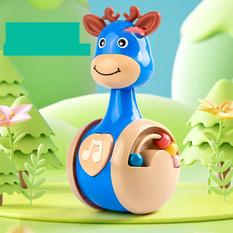 Wobbling baby tumbler, captures attention, enhances visual tracking for infant playtime
