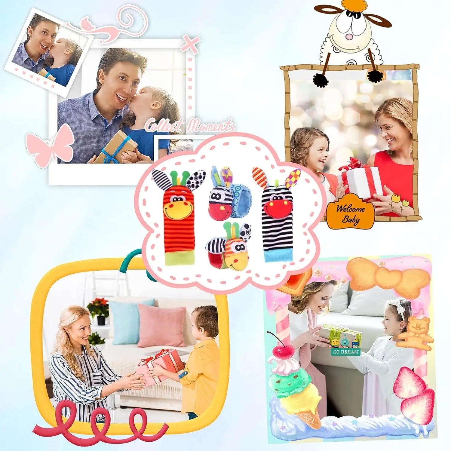 Infant wrist rattle socks, promoting sensory development and motor skills as a baby accessory