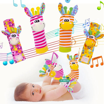 Baby rattle socks set: wrist & foot rattles, a fun and educational toy for infants