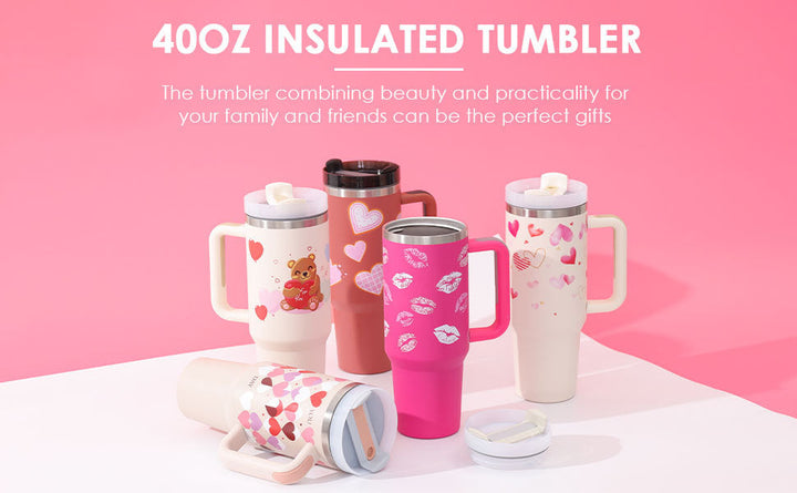 Unisex 40 oz insulated mug with ergonomic handle & reusable straw for daily hydration.