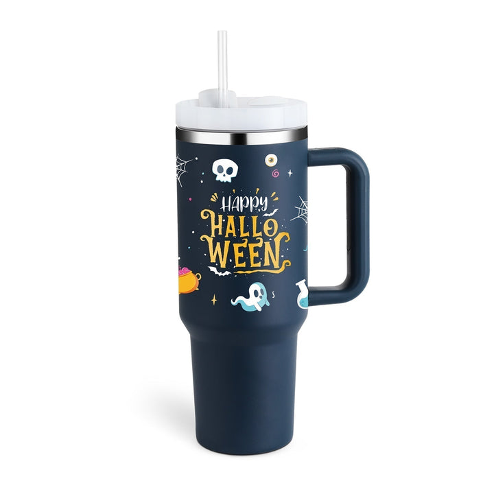 Stay refreshed with the 40 oz ChillMate insulated mug, featuring handle and straw.