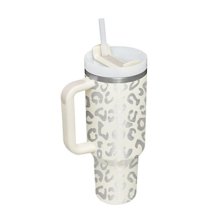 A fantastic gift: 40 oz insulated water bottle with handle & straw for active lifestyles.