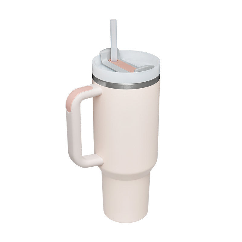 This unisex 40 oz insulated travel mug with handle & straw makes a great gift.