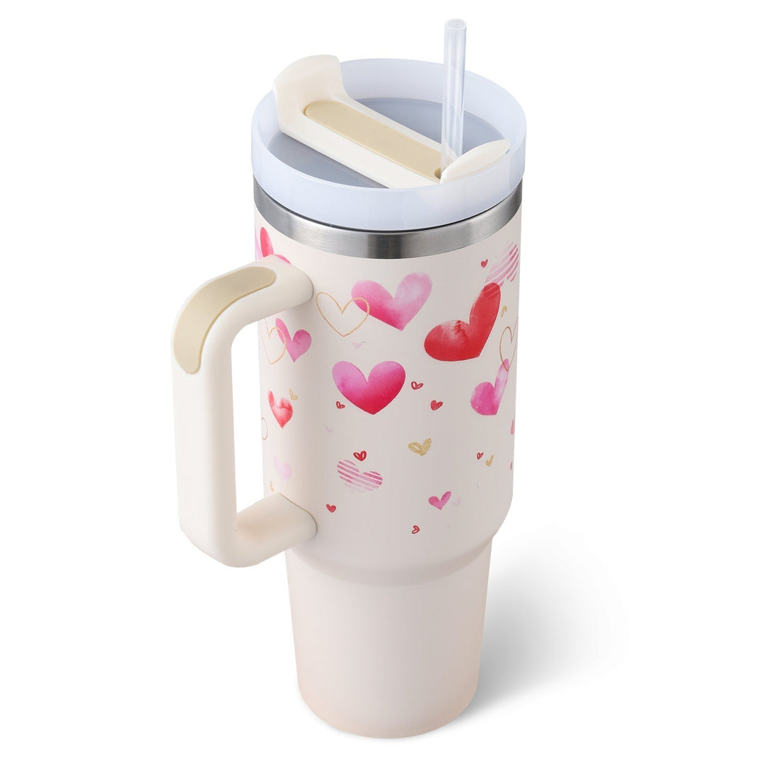 ChillMate 40 oz insulated straw mug with handle, keeps drinks hot or cold all day. Great for gifts.