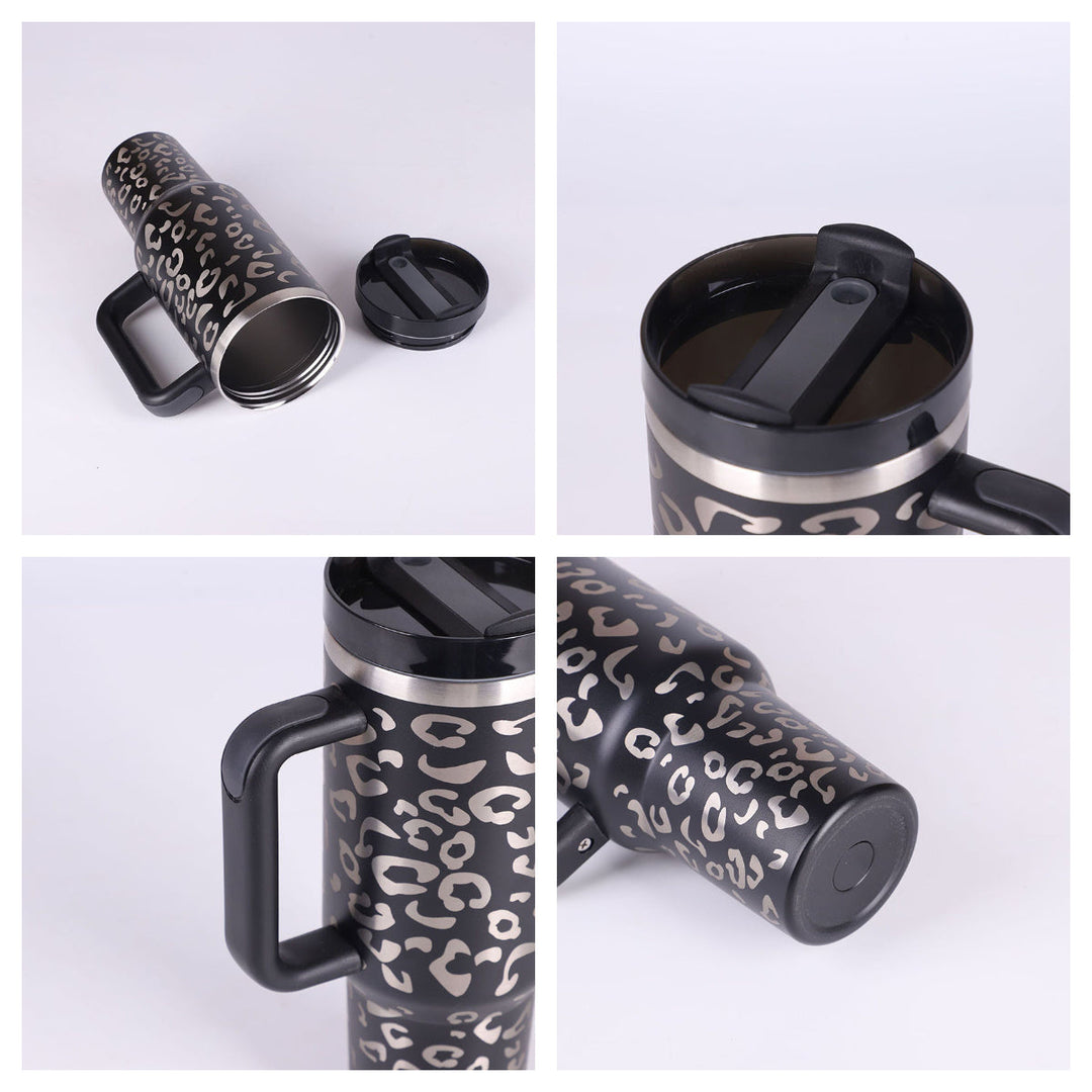 Premium 40 oz insulated drinkware with comfortable handle & straw. Perfect for travel & outdoor.