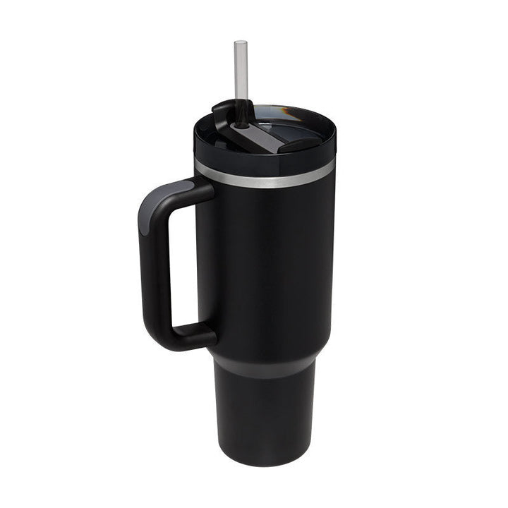 Stylish unisex 40 oz insulated mug, designed with a handle & straw for ultimate convenience.