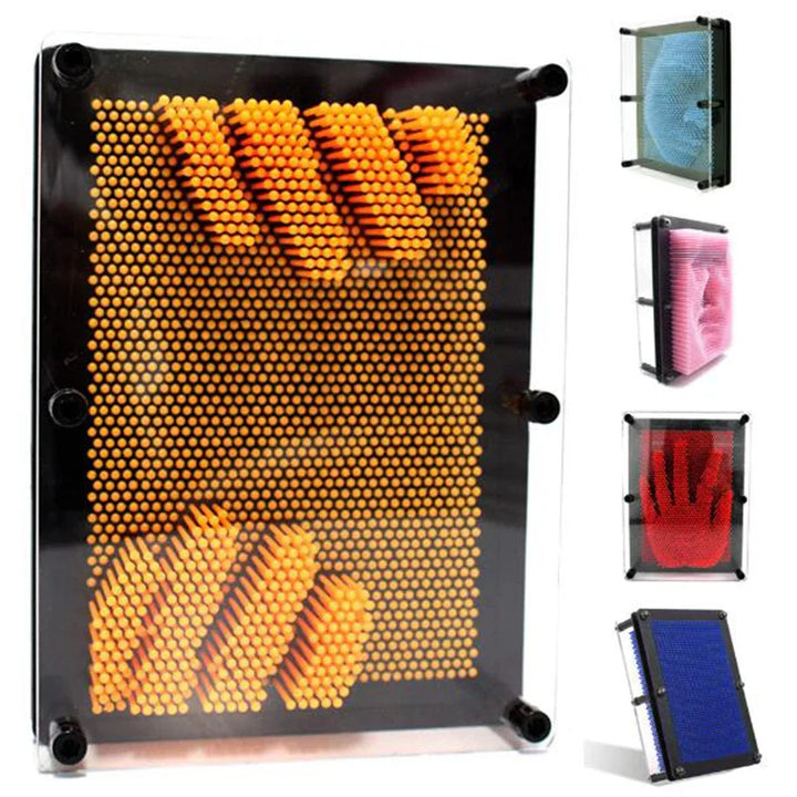 Interactive 3D Pin Art Sculpture Board, a creative display and fun educational toy for all ages.