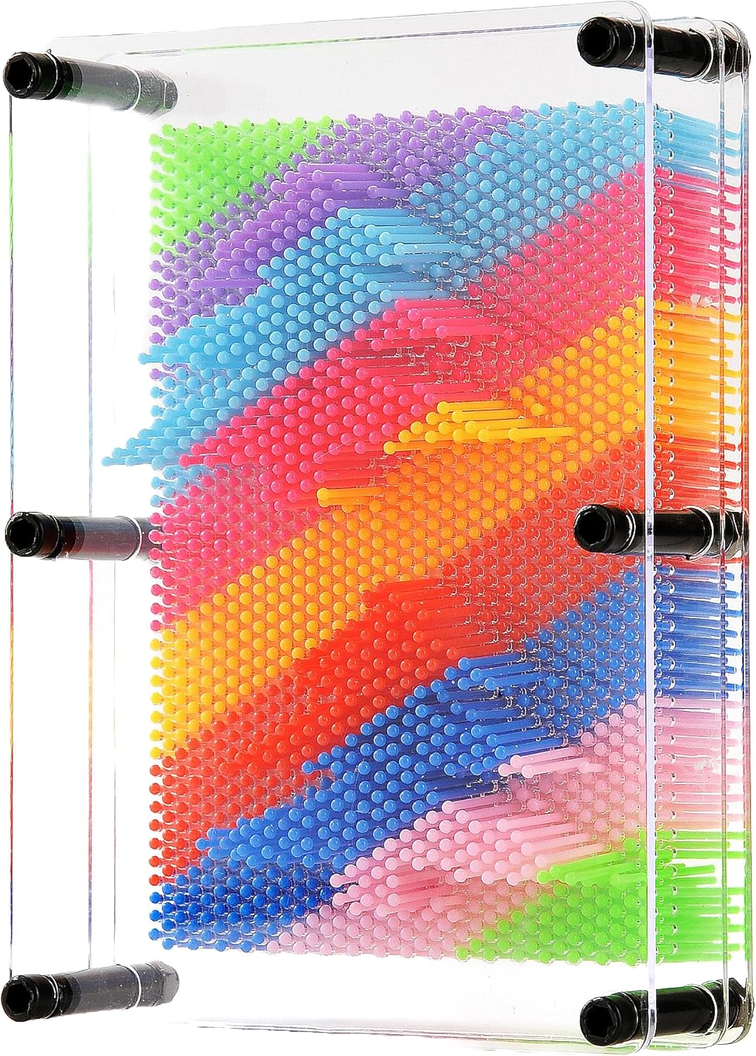 Close-up of a 3D pin art sculpture, an interactive toy for creative art and stress relief.