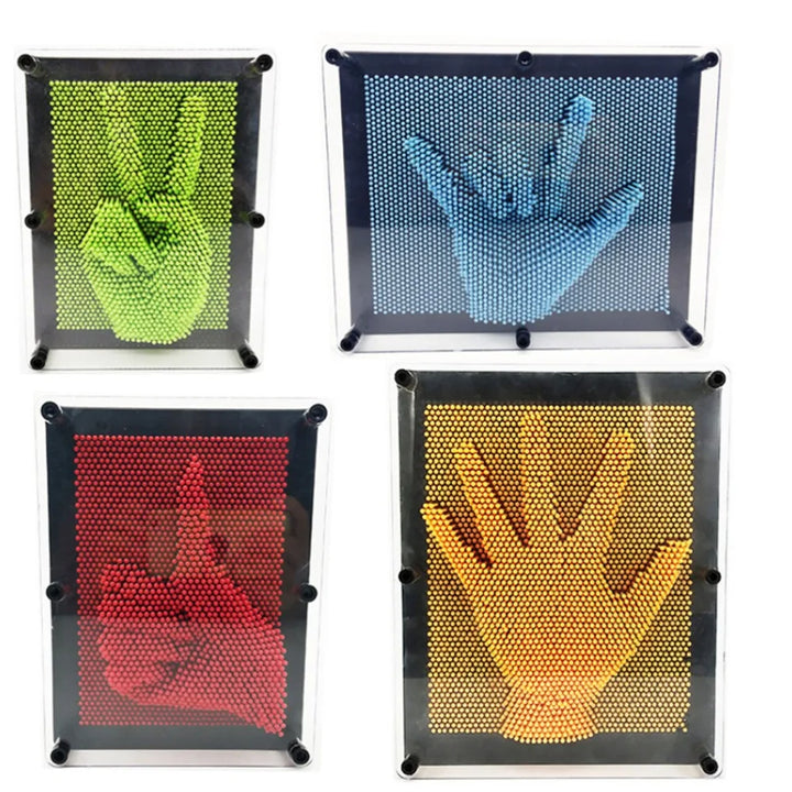 Vibrant pin art board capturing a face profile, a stimulating gift for kids and adults.