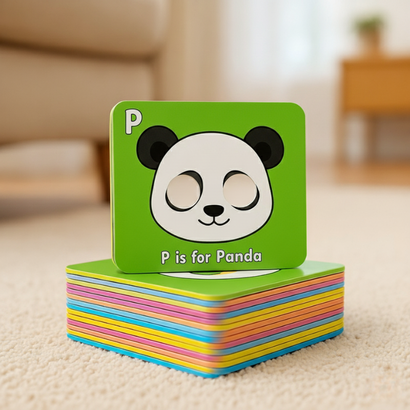 Interactive alphabet animal flash cards, vibrant letters & animal illustrations for kids