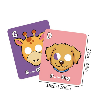 Toddler learning alphabet flash cards with animal designs, ideal for preschool & early literacy