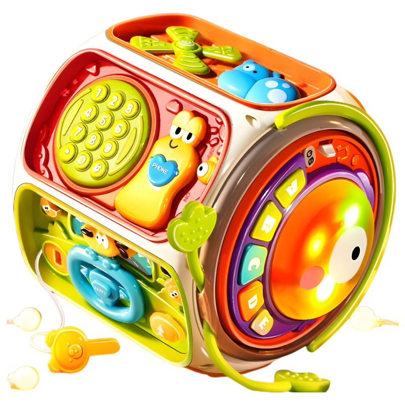 Sensory play activity cube for babies and toddlers, promoting early learning and fine motor skills