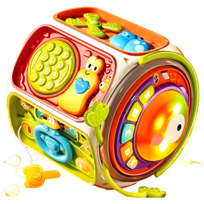 Sensory play activity cube for babies and toddlers, promoting early learning and fine motor skills