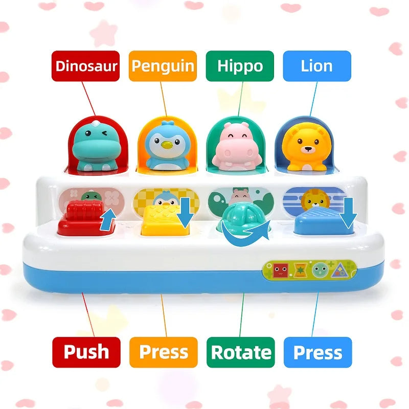 Compact interactive baby toy, great for on-the-go learning and sensory play