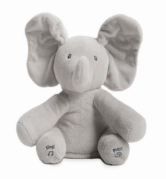 Interactive baby elephant plush toy for toddlers, soft musical developmental toy