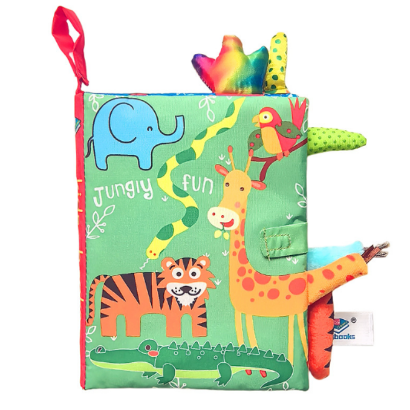 Farm animal themed interactive cloth book, sensory toy for baby's early development.