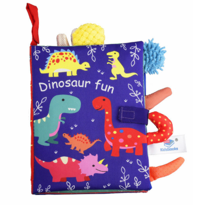 Unicorn adventure soft cloth book, sensory toy for infants, promotes early learning.