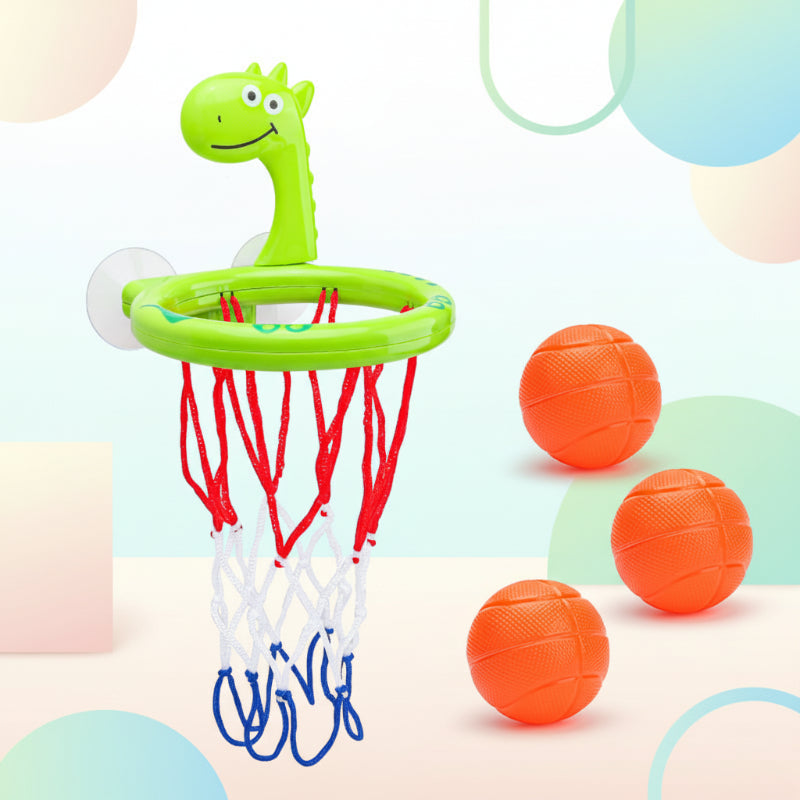 Durable, safe material interactive bath basketball hoop game for young children