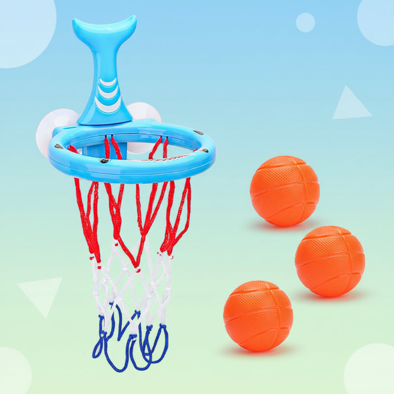 Brightly colored bath basketball hoop, perfect interactive suction toy for toddlers