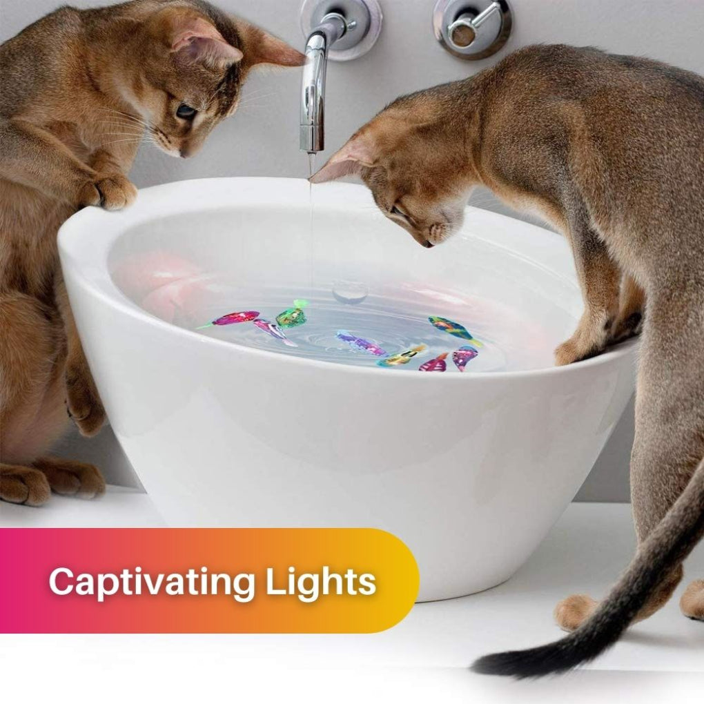 Modern pet accessory: a light-up swimming cat toy for interactive water play and feline engagement.