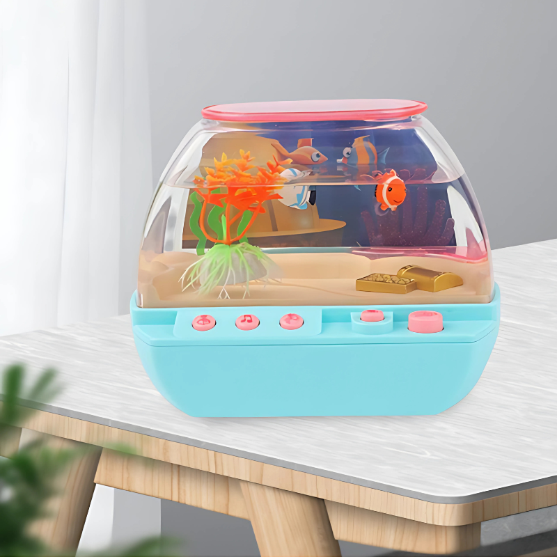 Interactive children's aquarium toy with colorful lights and music for toddlers' sensory play.