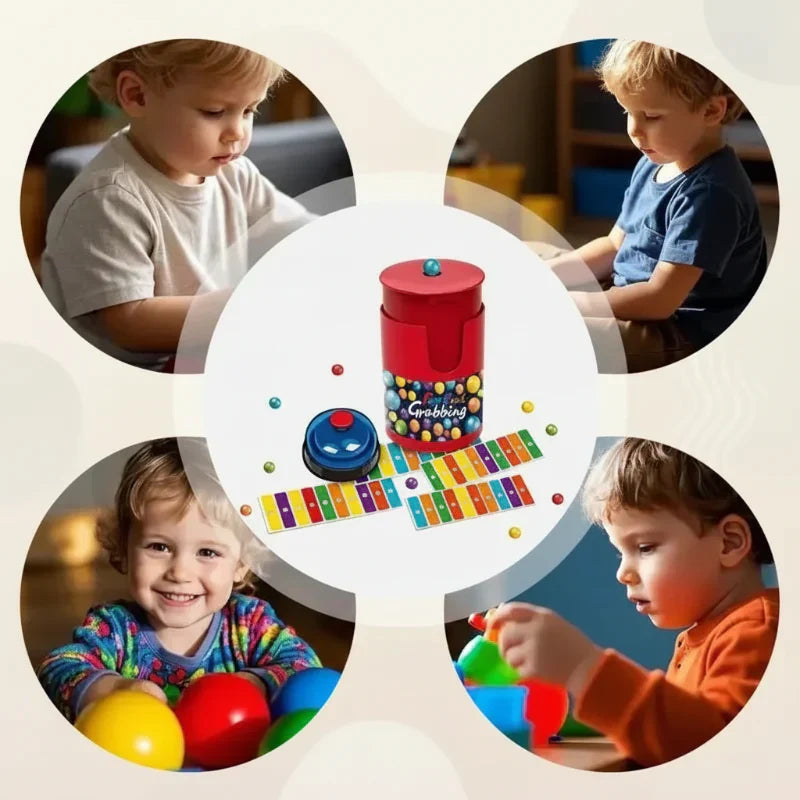 Color Bingo Reaction Game set laid out, showing game pieces and colorful cards, strategy game