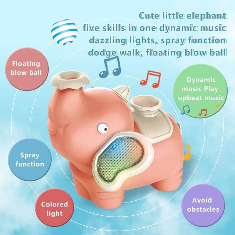 Brightly colored elephant baby toy with textured surfaces, stimulating infant sensory play