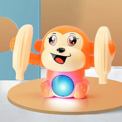 Interactive crawling monkey toy for toddlers, plays music, promotes motor skills development, ideal baby gift.