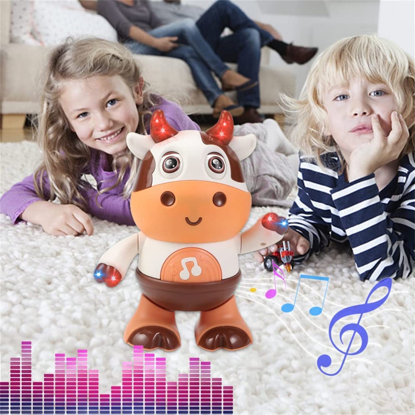 Musical dancing cow toy, an educational and interactive gift for toddlers and young children