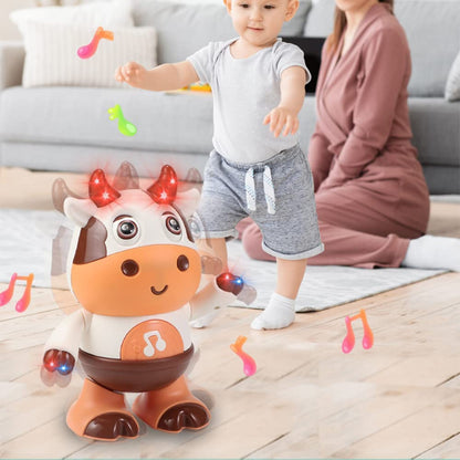 Vibrantly colored interactive dancing cow toy, a fun and educational musical toy for kids