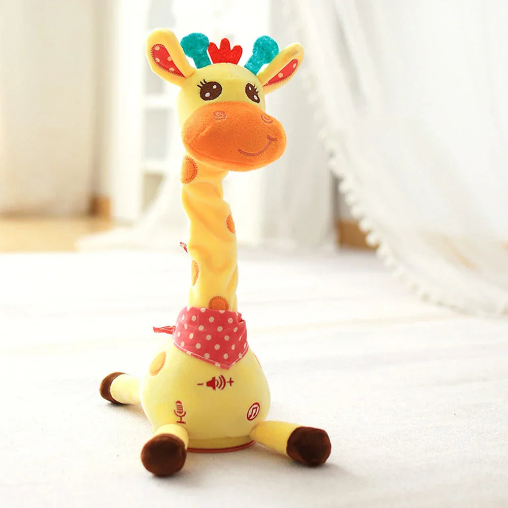 Talking giraffe plush toy for kids, soft interactive toy for babies with voice recorder feature