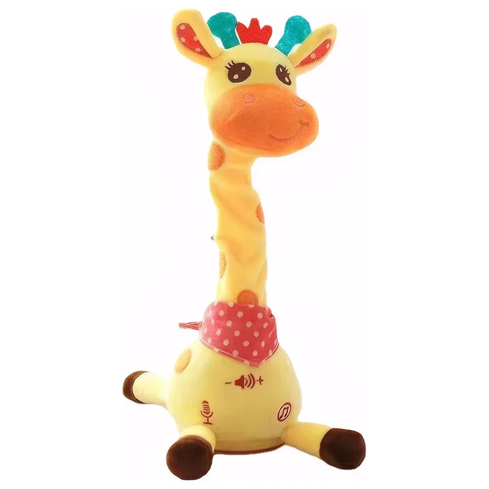 Interactive giraffe plush toy with flashing LED lights, a soft and engaging dancing toy for kids